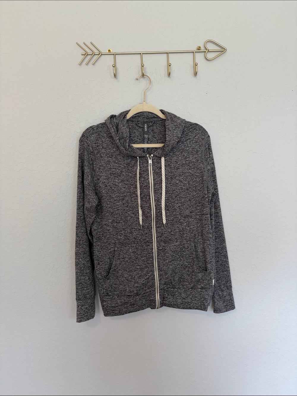 Vuori Heather Gray Full-Zip Performance Hoodie Size Large